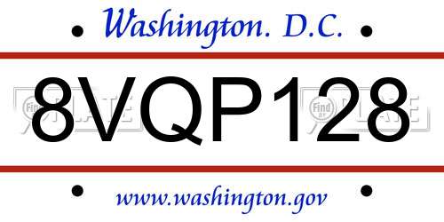 8VQP128 District Of Columbia License Plate