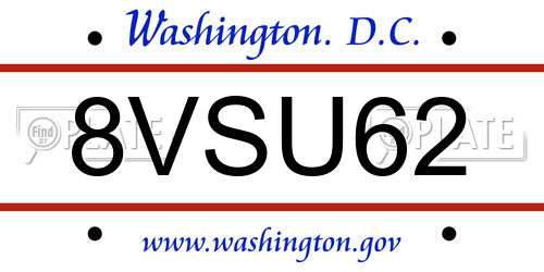 8VSU62 District Of Columbia License Plate
