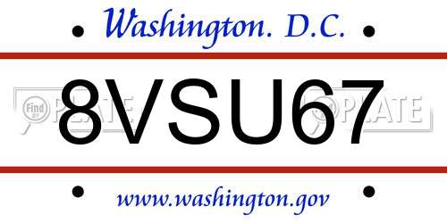 8VSU67 District Of Columbia License Plate
