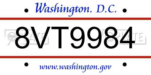 8VT9984 District Of Columbia License Plate