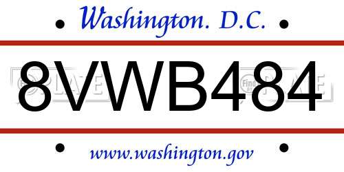 8VWB484 District Of Columbia License Plate