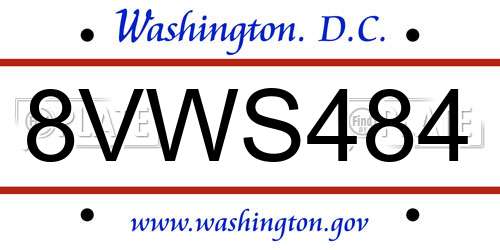 8VWS484 District Of Columbia License Plate