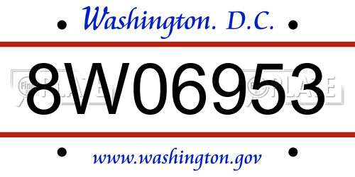 8W06953 District Of Columbia License Plate
