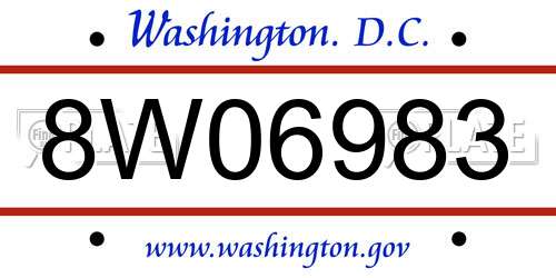 8W06983 District Of Columbia License Plate