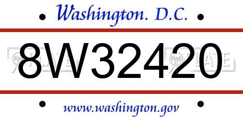 8W32420 District Of Columbia License Plate