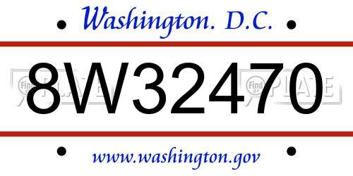 8W32470 District Of Columbia License Plate
