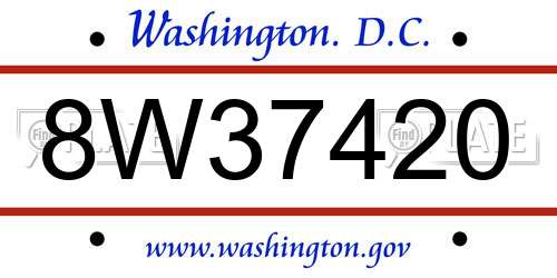 8W37420 District Of Columbia License Plate