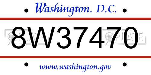 8W37470 District Of Columbia License Plate