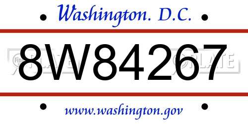 8W84267 District Of Columbia License Plate