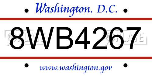8WB4267 District Of Columbia License Plate