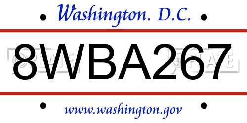 8WBA267 District Of Columbia License Plate