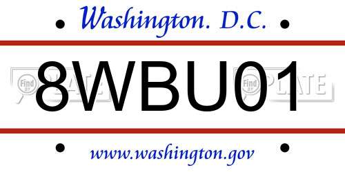 8WBU01 District Of Columbia License Plate