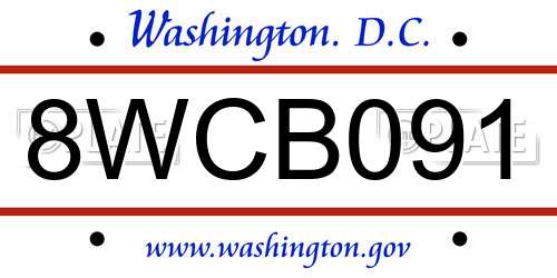 8WCB091 District Of Columbia License Plate