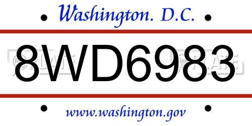 8WD6983 District Of Columbia License Plate