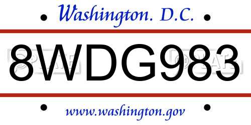8WDG983 District Of Columbia License Plate