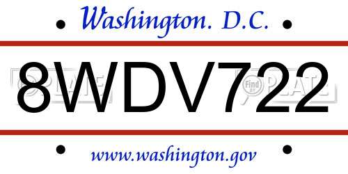 8WDV722 District Of Columbia License Plate