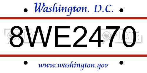 8WE2470 District Of Columbia License Plate