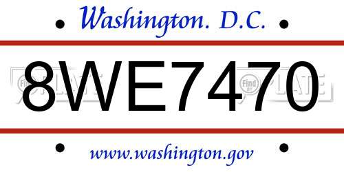 8WE7470 District Of Columbia License Plate