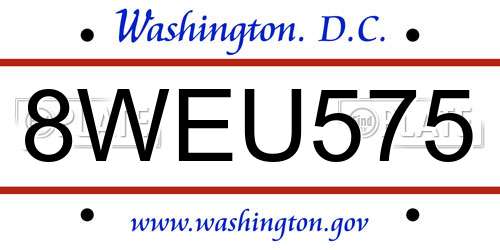 8WEU575 District Of Columbia License Plate