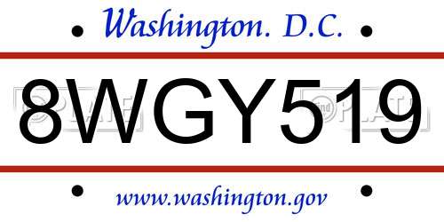 8WGY519 District Of Columbia License Plate