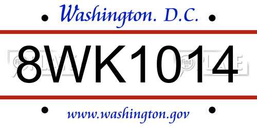 8WK1014 District Of Columbia License Plate