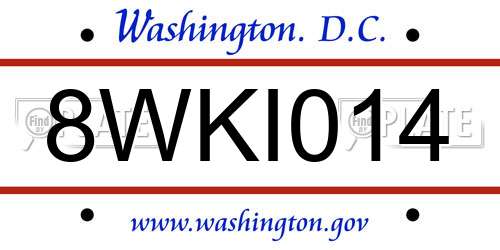 8WKI014 District Of Columbia License Plate