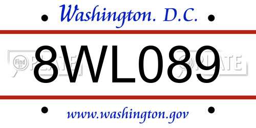 8WL089 District Of Columbia License Plate
