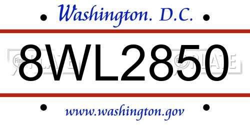 8WL2850 District Of Columbia License Plate