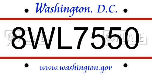 8WL7550 District Of Columbia License Plate
