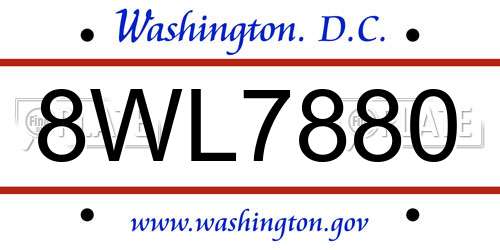 8WL7880 District Of Columbia License Plate