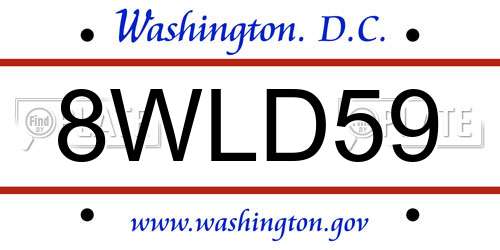 8WLD59 District Of Columbia License Plate