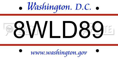 8WLD89 District Of Columbia License Plate