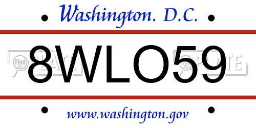 8WLO59 District Of Columbia License Plate