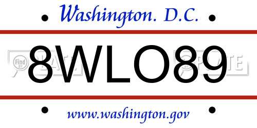 8WLO89 District Of Columbia License Plate
