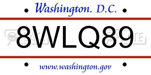 8WLQ89 District Of Columbia License Plate
