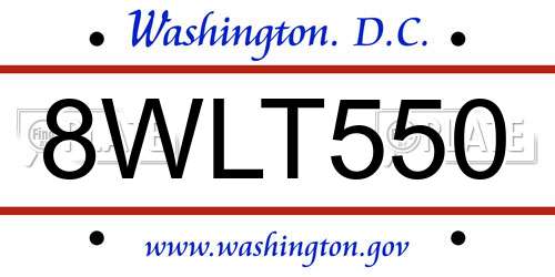 8WLT550 District Of Columbia License Plate