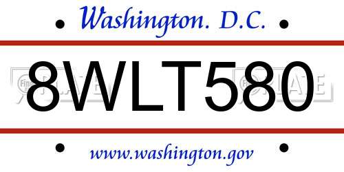 8WLT580 District Of Columbia License Plate