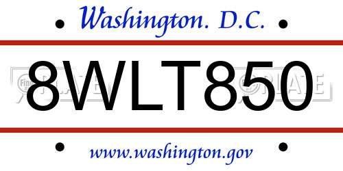 8WLT850 District Of Columbia License Plate