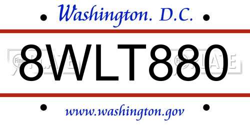 8WLT880 District Of Columbia License Plate