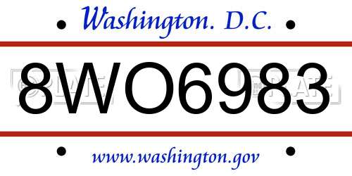 8WO6983 District Of Columbia License Plate
