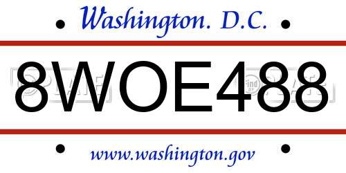 8WOE488 District Of Columbia License Plate