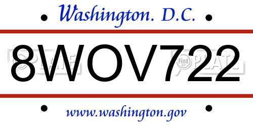 8WOV722 District Of Columbia License Plate