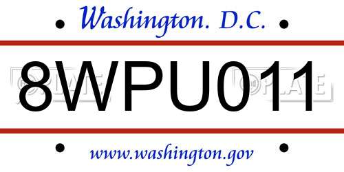 8WPU011 District Of Columbia License Plate