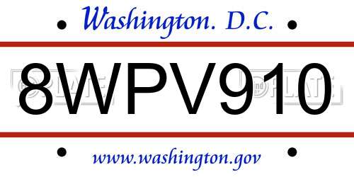 8WPV910 District Of Columbia License Plate