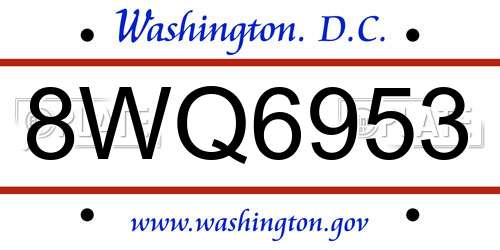 8WQ6953 District Of Columbia License Plate