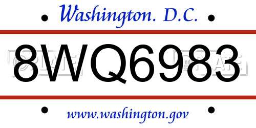 8WQ6983 District Of Columbia License Plate