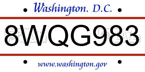 8WQG983 District Of Columbia License Plate