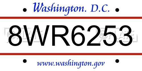 8WR6253 District Of Columbia License Plate