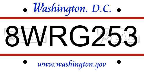 8WRG253 District Of Columbia License Plate