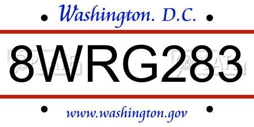 8WRG283 District Of Columbia License Plate